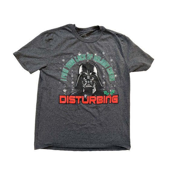 Star Wars Darth Vader Shirt Mens Medium Gray Christmas Holiday Graphic Disney - Picture 1 of 6